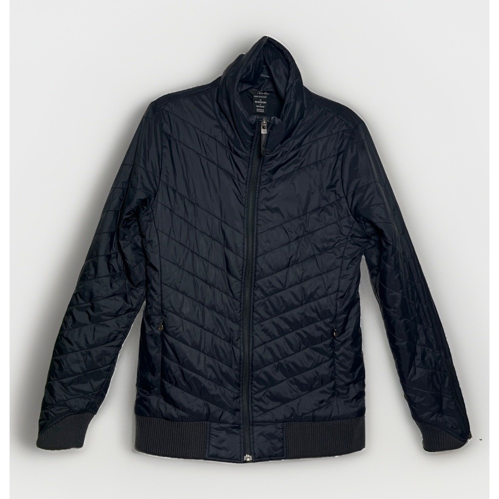 Vintage Oakley Black Puffer Jacket Chevron Stitch Zip Pockets Men's L